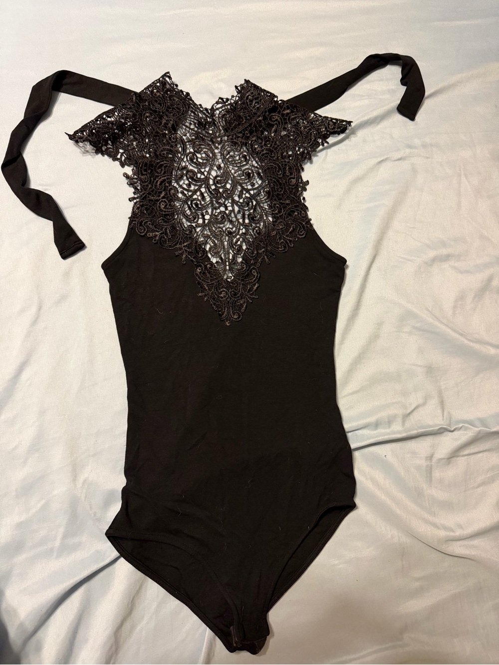 AKIRA Black Lace Halter Bodysuit Bandeau